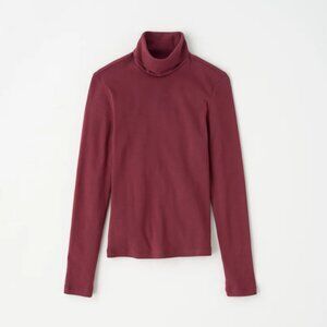 Burgundy Kotn Women's Fitted Turtleneck, Size Small